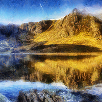 Buy canvas prints of Lake Idwal Digital Art  by Ian Mitchell