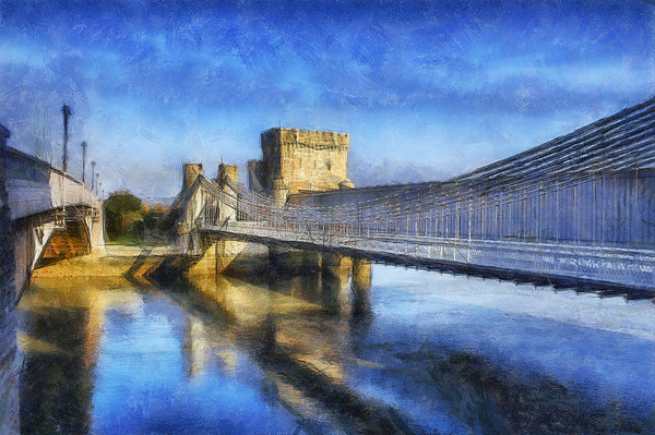  Conwy Suspension Bridge Picture Board by Ian Mitchell