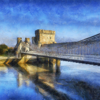 Buy canvas prints of  Conwy Suspension Bridge by Ian Mitchell