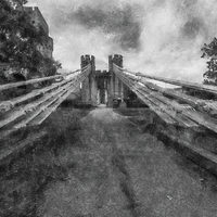 Buy canvas prints of Conwy Suspension Bridge  by Ian Mitchell