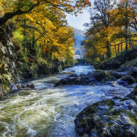 Buy canvas prints of Autumn River Valley  by Ian Mitchell