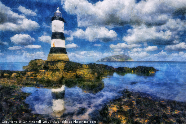 Penmon Lighthouse Digital Art Picture Board by Ian Mitchell