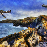 Buy canvas prints of Spitfire On The Coast by Ian Mitchell
