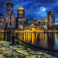 Buy canvas prints of Downtown At Night by Ian Mitchell