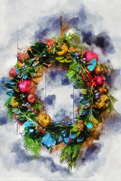 Christmas Wreath Picture Board by Ian Mitchell