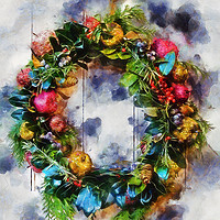 Buy canvas prints of Christmas Wreath by Ian Mitchell