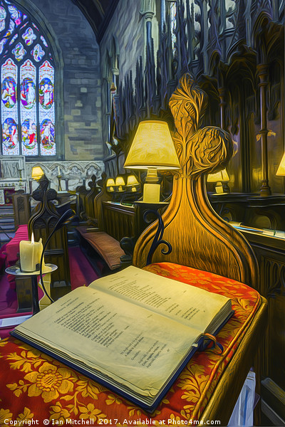 Choir Lamp And Bible Picture Board by Ian Mitchell