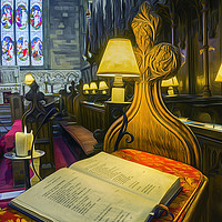 Buy canvas prints of Choir Lamp And Bible by Ian Mitchell