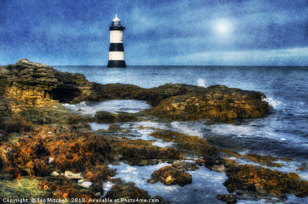 Trwyn Du Lighthouse Picture Board by Ian Mitchell