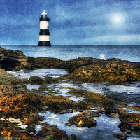Buy canvas prints of Trwyn Du Lighthouse by Ian Mitchell