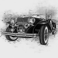 Buy canvas prints of Vintage Car Painting by Ian Mitchell