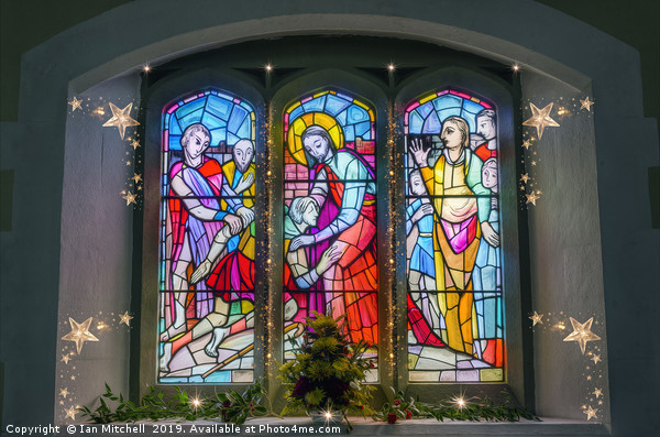 Christmas Church Window Picture Board by Ian Mitchell