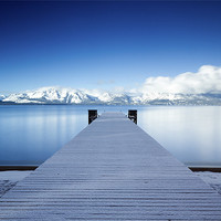 Buy canvas prints of Lake Tahoe Snowy Pier by Matthew Train