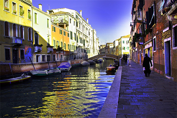 Boats on the Venice Canal Picture Board by Rob Washington