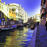 Buy canvas prints of Boats on the Venice Canal by Rob Washington