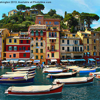 Buy canvas prints of Boats in portofino Harbour by Rob Washington