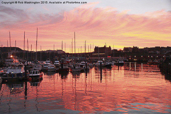  Scarborough Harbour Sunset Picture Board by Rob Washington
