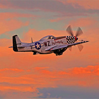 Buy canvas prints of P-51 mustang sunset by Rachel & Martin Pics
