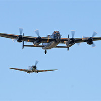 Buy canvas prints of Lancaster and spitfire by Rachel & Martin Pics