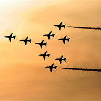Buy canvas prints of Red Arrows evening display by Rachel & Martin Pics