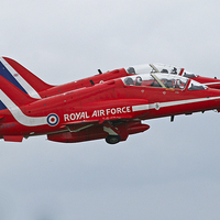 Buy canvas prints of Red Arrows pair takeoff by Rachel & Martin Pics