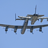 Buy canvas prints of Lancaster And Tornado Flypast by Rachel & Martin Pics