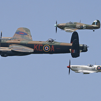 Buy canvas prints of Lancaster Spitfire and Hurricane by Rachel & Martin Pics