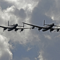 Buy canvas prints of  Two lancasters by Rachel & Martin Pics