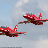 Buy canvas prints of RAF Red Arrows Hawk pair by Keith Campbell