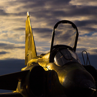 Buy canvas prints of Golden SAAB Viggen by Keith Campbell