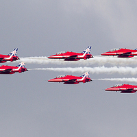 Buy canvas prints of Red Arrows New 50th Anniversary tails by Keith Campbell