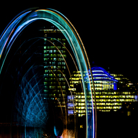 Buy canvas prints of Manchester Wheel at Night by Keith Campbell