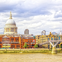 Buy canvas prints of  St Pauls Cathedral and The Millennium Bridge, Lon by Keith Campbell