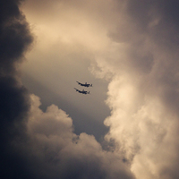 Buy canvas prints of Lancaster Sunset Formation by Keith Campbell