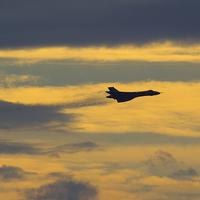 Buy canvas prints of  Vulcan Evening Flight by Keith Campbell