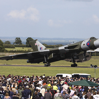 Buy canvas prints of  Vulcan XH558 flaring by Keith Campbell