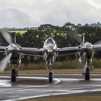 Buy canvas prints of  P38 Lightning taxies in. by Keith Campbell