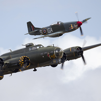 Buy canvas prints of  B-17 Flying Fortress and P-51 Mustang by Keith Campbell