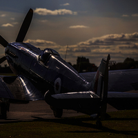 Buy canvas prints of  Dusk Spitfire by Keith Campbell