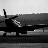 Buy canvas prints of  Twin-seat Spitfire - mono version by Keith Campbell
