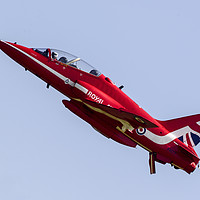 Buy canvas prints of Red Arrows Hawk XX177 climbing skywards by Keith Campbell