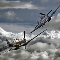 Buy canvas prints of Spitfire Tailchase by Keith Campbell