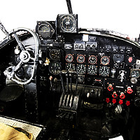 Buy canvas prints of RAF World War 2 AVRO Lancaster cockpit by Keith Campbell