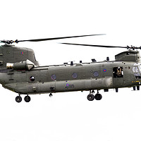 Buy canvas prints of RAF Chinook ZD574 sideview by Keith Campbell