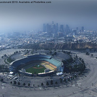 Buy canvas prints of Dodger Stadium Aerial View by Brian Macdonald