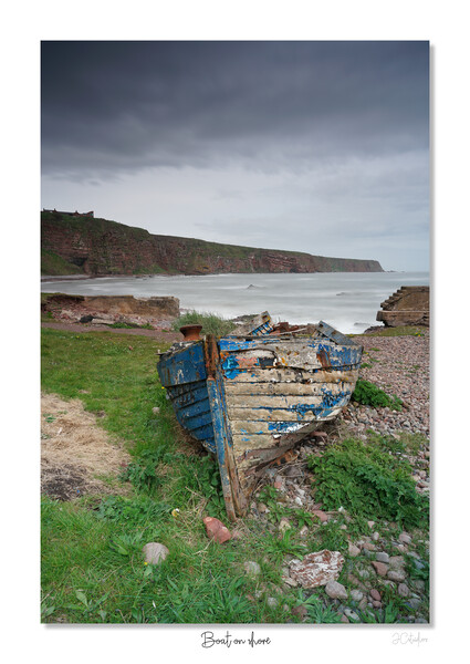 Boat on shore.  Auchmithie Harbour, Arbroath, Scotland Scottish, Smokie Picture Board by JC studios LRPS ARPS