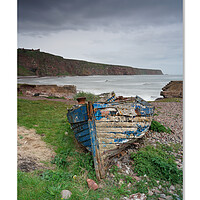 Buy canvas prints of Boat on shore.  Auchmithie Harbour, Arbroath, Scotland Scottish, Smokie by JC studios LRPS ARPS