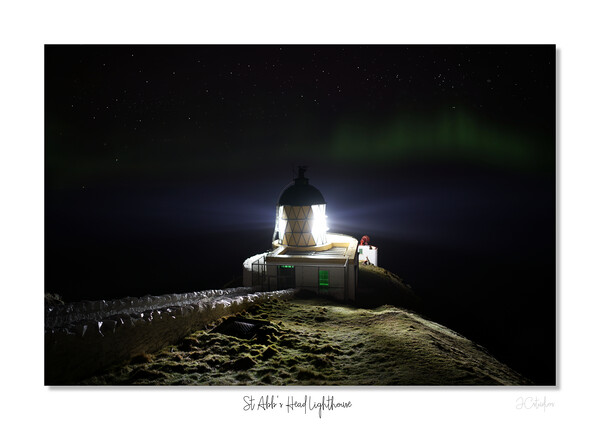 St Abbs lighthouse and aurora Picture Board by JC studios LRPS ARPS