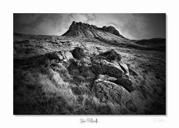 Stac Pollaidh in mono  black and white Picture Board by JC studios LRPS ARPS