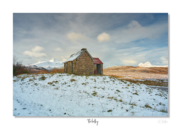 The Bothy. Scotland snowy scene Highlands Picture Board by JC studios LRPS ARPS